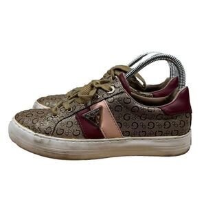 GUESS Womens 7 Sneakers Casual‎ Lace Up Brown Logo